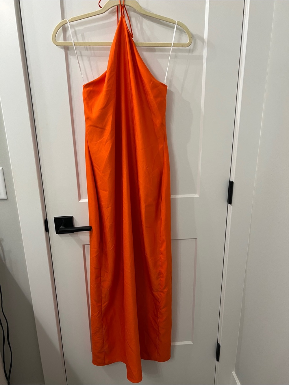 Obando Collective Halter Neck Maxi Dress in Vibrant Orange.